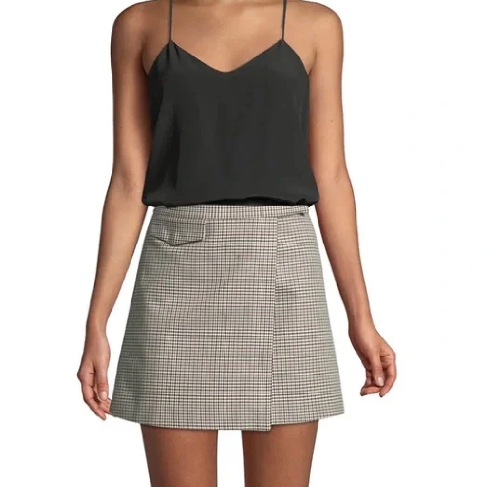 Theory Snap-Front Mini Skirt in Fremont Plaid